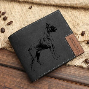 Boxer Dog Design Wallet for Men & Women Boxer Mom Wallet Dogs Pets Lover Personalized Wallet Gift Idea Black