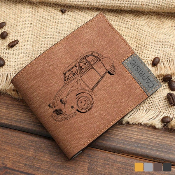 Portefeuille design Citroën 2CV pour homme et femme | petit portefeuille vintage pour voiture | Portefeuille personnalisé petite voiture Citroën ancienne | Idée cadeau