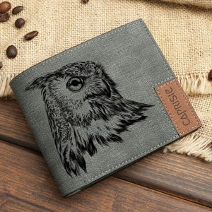 Cartera de búho real euroasiático: cartera personalizada para hombres y mujeres / Diseño majestuoso de animales salvajes / Inspirada en Uhu / Idea de regalo única para amantes de la naturaleza