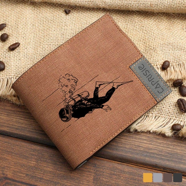 Scuba Diving Design Wallet for Men & Women | Diver Diving Ocean Gift Wallet | Sea Sport Recreation Personalized Wallet | Gift Idea