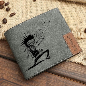 Zombie Musik Design Geldbörse für Männer & Frauen | Monster Punk Musik Geschenk Geldbörse | Frankenstein Halloween personalisierte Geldbörse | Geschenkidee
