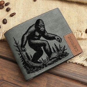 Cartera Pie Grande / Cartera Sasquatch para hombre y mujer / Divertido regalo de críptido para cazadores de Yeti Pie Grande / Cartera única para exploradores al aire libre