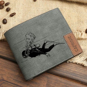 Cartera de buceo / Cartera para hombres y mujeres amantes del océano / Cartera de buceo personalizada / Cartera de aventura submarina / Idea de regalo de vida marina