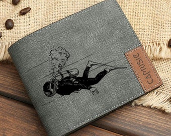 Carteira de mergulho | Carteira masculina e feminina Ocean Lover | Carteira de mergulho personalizada | Carteira de aventura subaquática | Ideia de presente de vida marinha