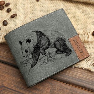 Niedliches Panda Bär Design Portemonnaie für Herren & Damen | Tier Zoologie Geschenk Geldbörse | Personalisierte Geldbörse mit Panda | Geschenkidee
