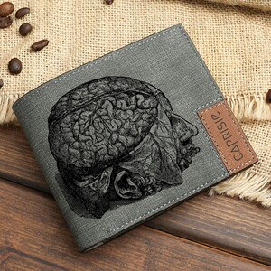 Cartera personalizada con cerebro humano / Cartera para hombre y mujer para entusiastas de la neurociencia / Idea de regalo científico personalizado