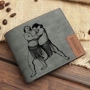 Cartera con diseño de sumo japonés para hombre y mujer / Cartera de regalo de sumo deportivo japonés / Cartera personalizada de luchador japonés / Idea de regalo