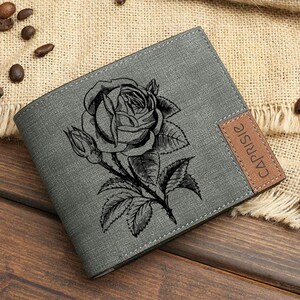 Cartera con diseño de rosas para hombres y mujeres / Cartera con diseño floral de hojas y flores / Cartera personalizada con símbolo de amor / Idea de regalo / Rosa de planta