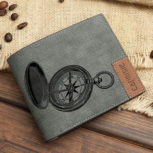 Cartera con brújula / Cartera con brújula vintage para hombres y mujeres / Regalo de viaje personalizado / Cartera de aventurero / Regalo de explorador / Cartera de navegación