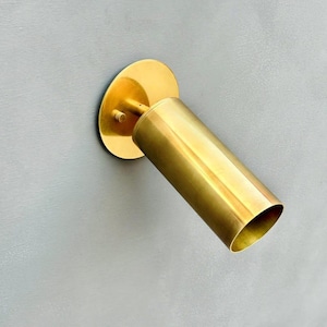 Adjustable Raw Brass Wall Spotlight: Modern Flush Mount Lighting