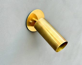 Adjustable Raw Brass Wall Spotlight: Modern Flush Mount Lighting