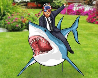 Shark Yard Art Etsy