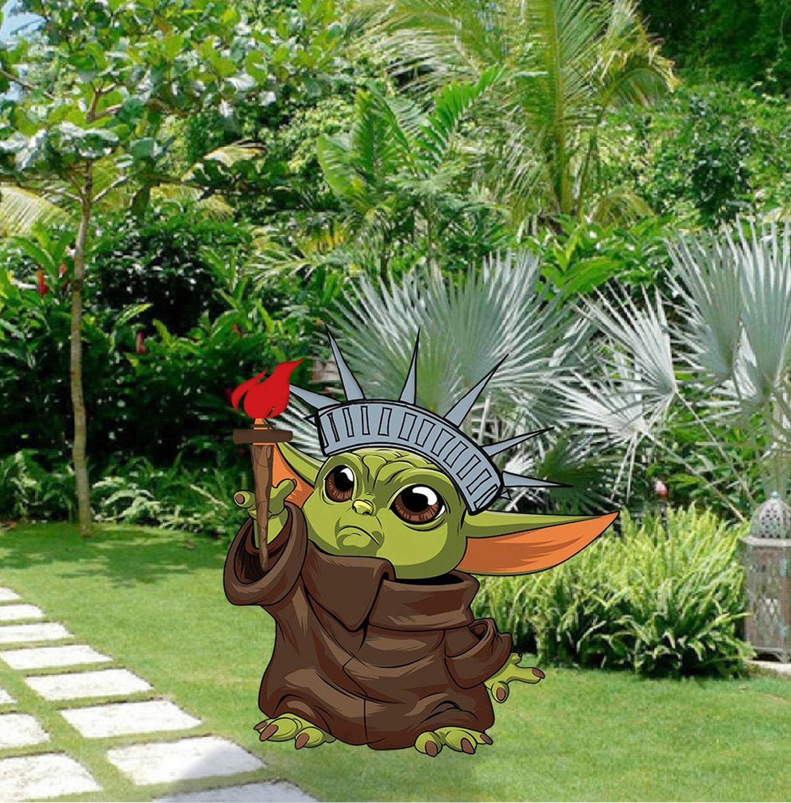 Baby Yoda Yard Sign American Yoda Yard Sign Independence Etsy