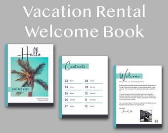 Airbnb Welcome Book Template: Vacation Rental House Manual (Canva Editable)