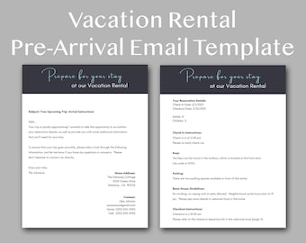 Vacation Rental Pre-Arrival Email Template - Edit online with Canva, Airbnb Host, Editable Printable Template