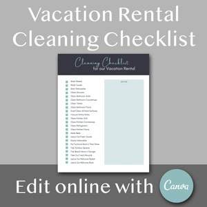 Airbnb Vacation Rental Cleaning Checklist - Edit online with Canva, Airbnb Host, Printable Editable Template