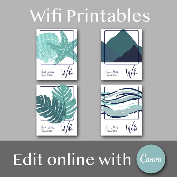 Airbnb Vacation Rental Wifi Sign Printable - Airbnb Internet Editable Template, Edit online with Canva