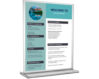 Airbnb Welcome Sign Template: Editable Vacation Rental Guide (Canva, 2 Pages)