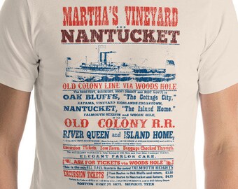 Koszulka Martha's Vineyard i Nantucket Excursion, Koszulka Steamship, Koszulka Mussel Tees, Koszulka Old Colony Railroad, Koszulka Vintage MV