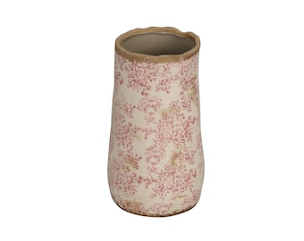 gr. Vase Antique Nostalgie Krug, Kanne, Keramikkrug, Landhausstil Shabby Chic H25cm creme-rosa