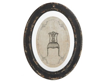 Large oval picture frame antique black Shabby Chic 23 cm x H 30 cm! Vintage country house style