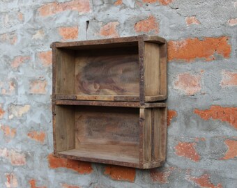 Set of 2 brick molds as shelves 33 cm x 10 cm x H 33 cm wall shelves made of wooden boxes shabby vintage look