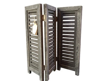 Shutter as decoration height 53 cm 3-part - small room divider / partition - black shabby chic