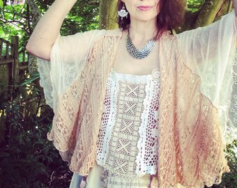 Frill lace shrug, handmade, vintage inspired, ethereal, cottagecore, bridal outfit