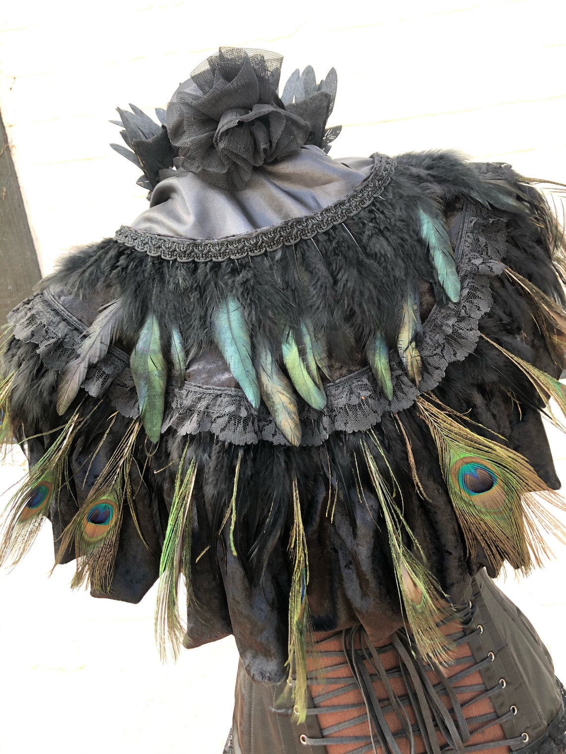 Peacock feather cape coque feather trim vintage panne Etsy