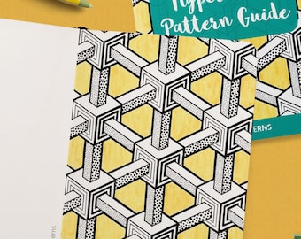 HYPERCUBES Pattern Drawing Guide | How To Draw Geometric Patterns | Doodle Workbook with Step by Step Tutorial | Printable PDF Ebook