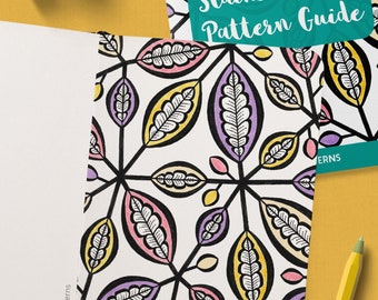 STAINED LEAVES Pattern Drawing Guide | How To Draw Botanical Patterns | Doodle Workbook with Step by Step Tutorial | Printable Pdf Ebook