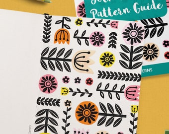 FOLK ART FLOWERS Pattern Drawing Guide | How To Draw Floral Patterns | Doodle Workbook with Step by Step Tutorial | Printable Pdf Ebook