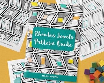 RHOMBUS JEWELS Pattern Drawing Guide | How To Draw Geometric Patterns | Doodle Workbook with Step by Step Tutorial | Printable PDF Ebook