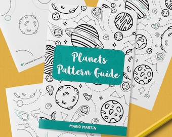 PLANETS Pattern Drawing Guide | How To Draw Space Patterns | Doodle Workbook with Step by Step Tutorial | Printable PDF Ebook