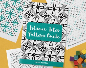 ISLAMIC TILES Pattern Drawing Guide | How To Draw Geometric Patterns | Doodle Workbook with Step by Step Tutorial | Printable PDF Ebook