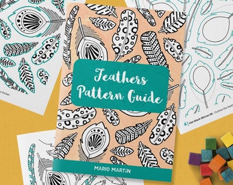 FEATHERS Pattern Drawing Guide | How To Draw Animal Patterns | Step by Step Tutorial + Tracing Template | Printable PDF Ebook