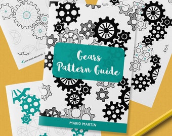 GEARS Pattern Drawing Guide | How To Draw Steampunk Patterns | Doodle Workbook with Step by Step Tutorial | Printable PDF Ebook