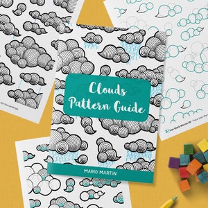 CLOUDS Pattern Drawing Guide | How To Draw Zen Doodle Patterns | Doodle Workbook with Step by Step Tutorial | Printable PDF Ebook