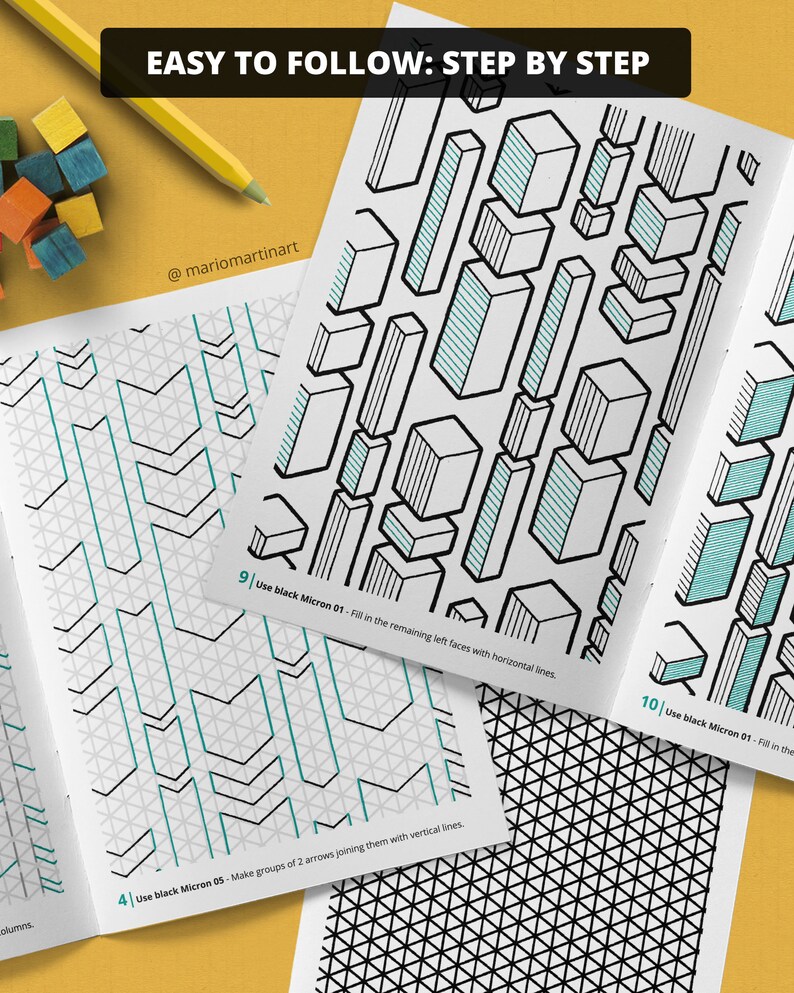 CUBIC Pattern Drawing Guide | How to Draw 3D Geometric Patterns | Step ...