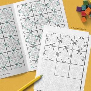 Puede incluir: Una plantilla de trazado imprimible para crear patrones geom&eacute;tricos. La plantilla presenta una cuadr&iacute;cula con una serie de semic&iacute;rculos y l&iacute;neas para trazar. La plantilla est&aacute; dise&ntilde;ada para ser utilizada con un l&aacute;piz o bol&iacute;grafo y se puede utilizar para crear una variedad de dise&ntilde;os.