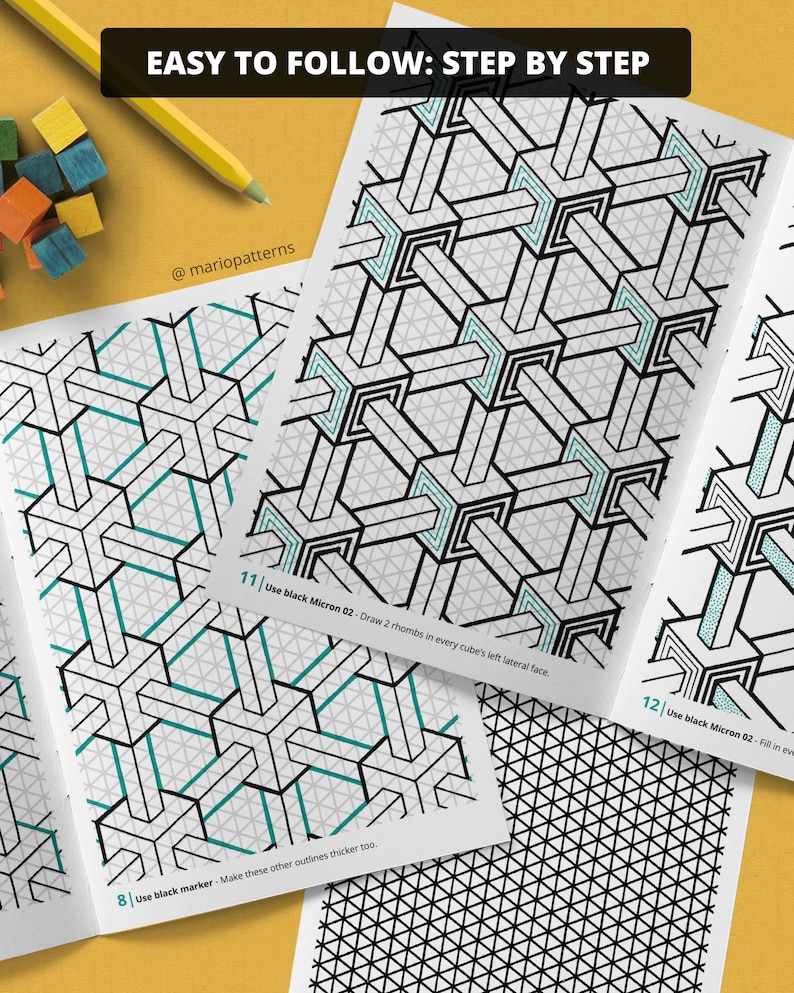 HYPERCUBES Pattern Drawing Guide | How to Draw Geometric Patterns ...