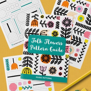 FOLK ART FLOWERS Pattern Drawing Guide How To Draw Floral Patterns Doodle Workbook with Step by Step Tutorial Printable Pdf Ebook image 2