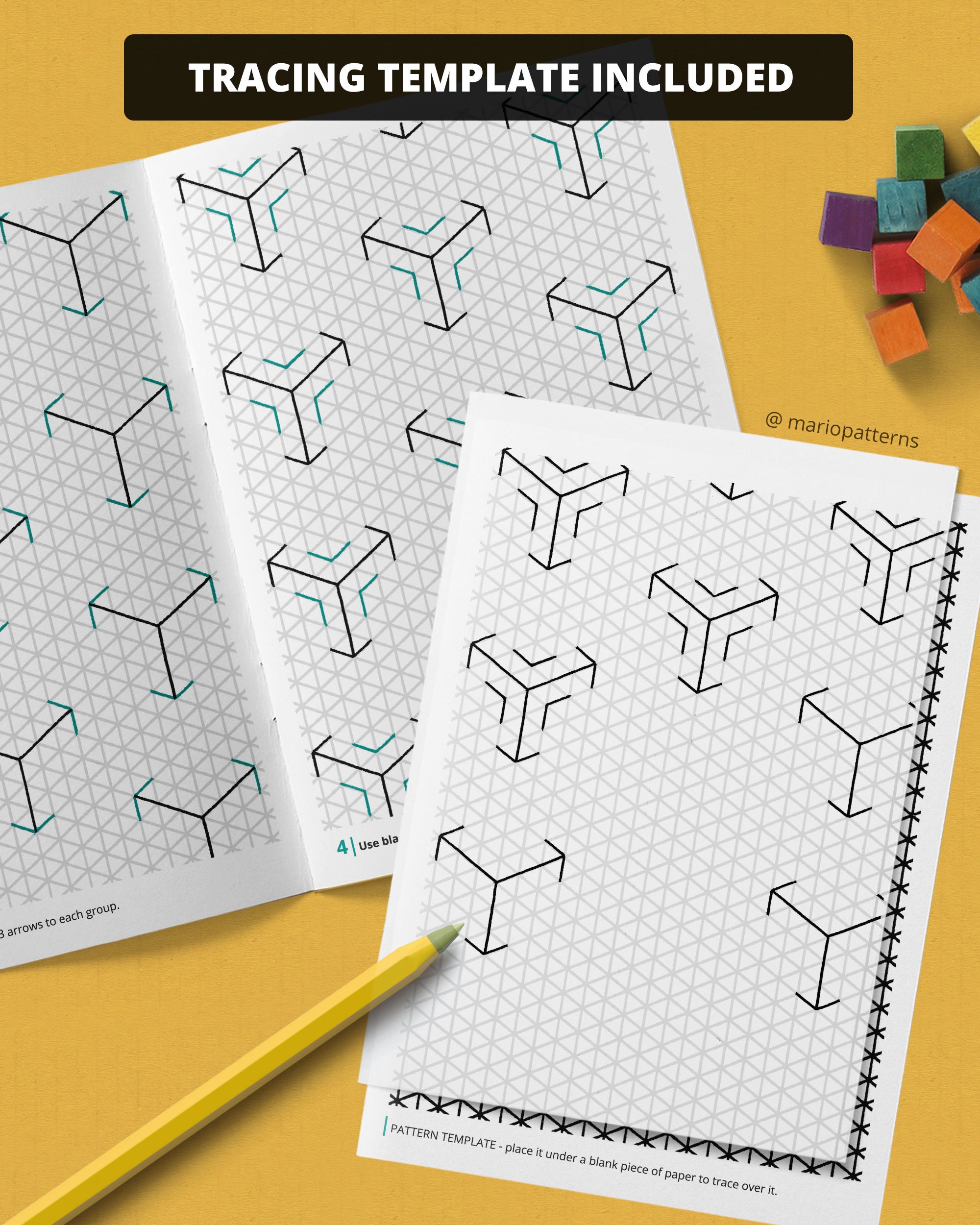 HYPERCUBES Pattern Drawing Guide | How to Draw Geometric Patterns ...