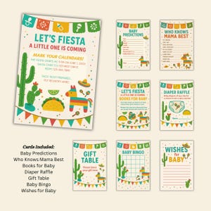 Editable Fiesta Baby Shower Invitation| Fiesta Baby Shower Games Bundle|Fiesta Baby Shower Signage|Digital Download| Mexican Theme