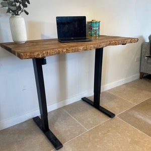 FORÈT Live Edge Adjustable Height Industrial Rustic Custom Size Standing Work Office Desk Table Workstation Handcrafted with Solid Wood