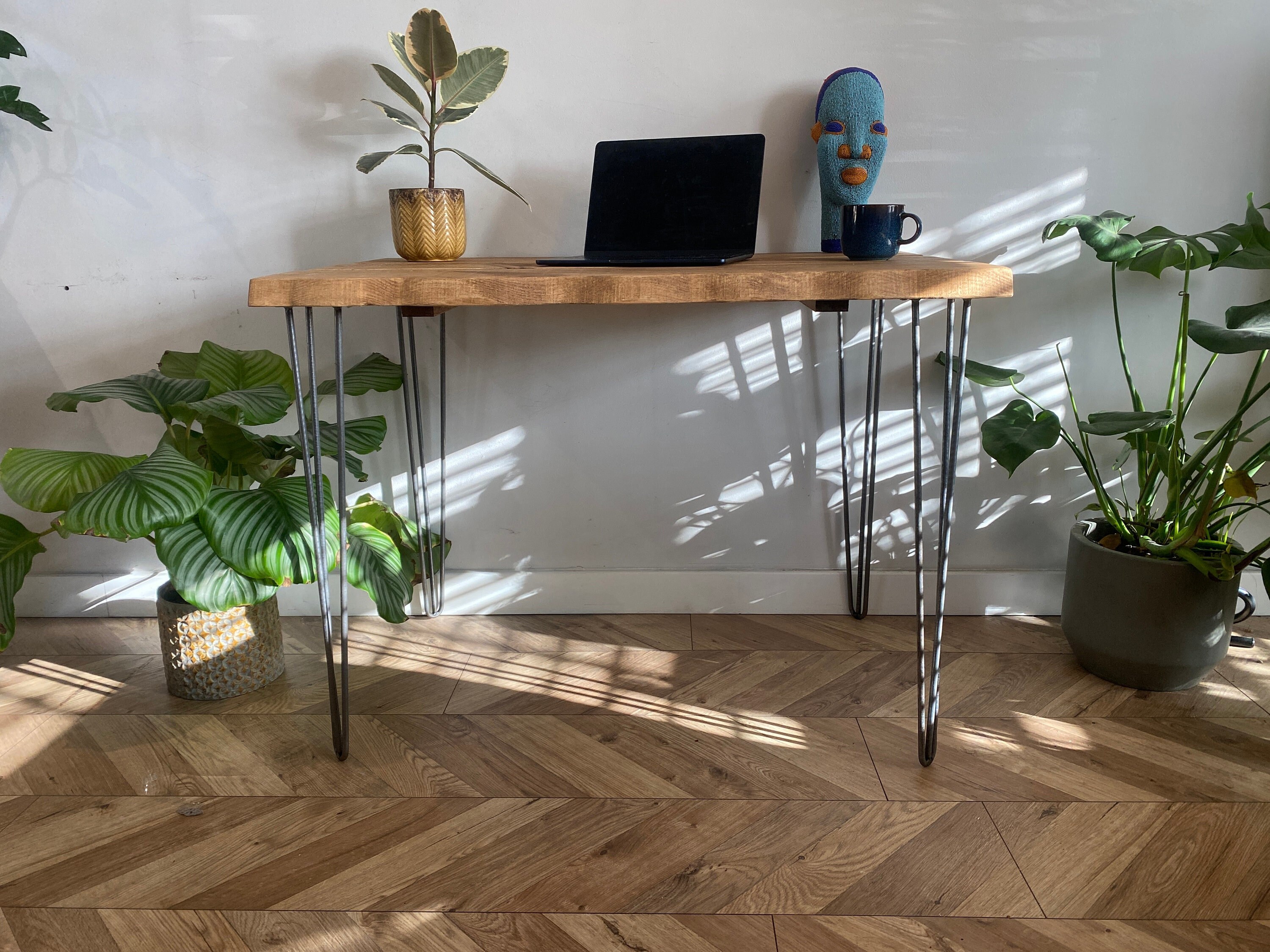 Forêt Angled Live Edge Industrial Rustic Hairpin Leg Desk Table ...