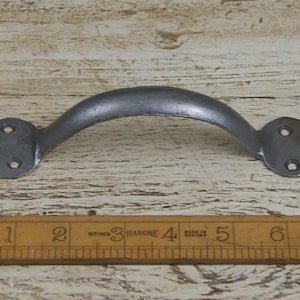 PENNY Round End Door Handle Rustic Antique Hand Forged Plate Vintage Reclaimed Handmade Cast Iron Knob Pull