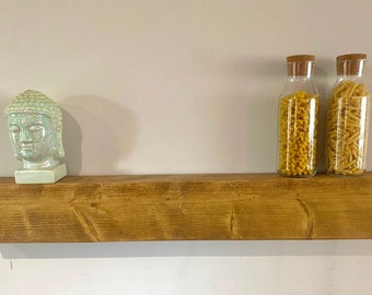 FORÊT Rustic Smooth Solid Wood Chunky Mantelpiece Over Fireplace Floating Hidden Bracket Shelf Fireboard Oak Beam