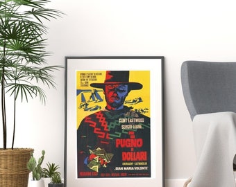 Vintage 1960s a fistful of dollars / per un pugno di dollari clint eastwood movie film promotional print poster a3 & a4