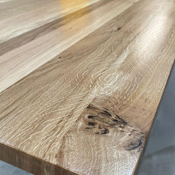 FORÈT Worktop Solid Oak Walnut Wood Chunky Desk Dining Table Top Handcrafted Solid Beech Ash Cut To Any Custom Bespoke Size Required